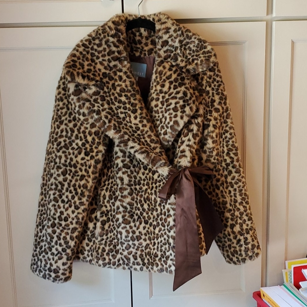 Nine West Leopard Faux Fur Coat M